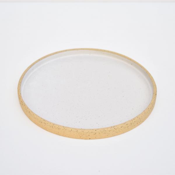 Disk Plate 21cm Beige-White Matte