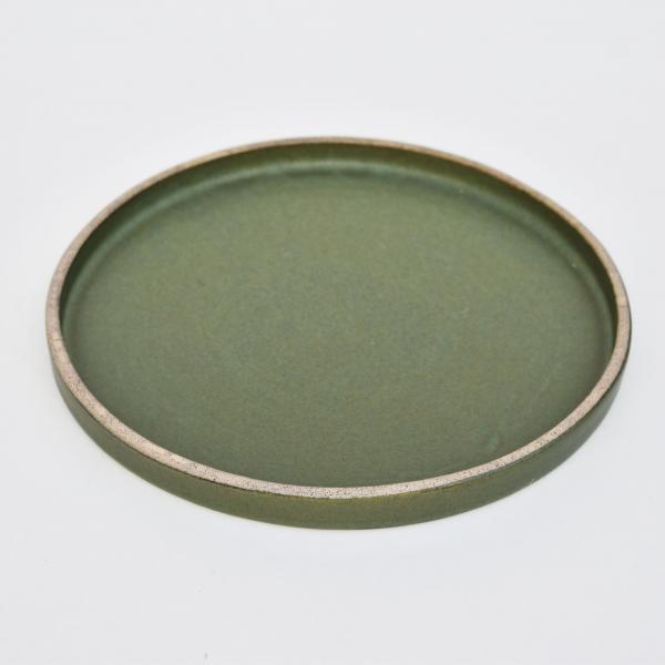 Disk Plate 21cm Grey/Beige- Green Matte