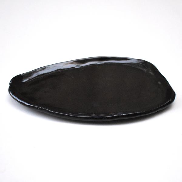 Plate Irregular Oval-Black Glossy
